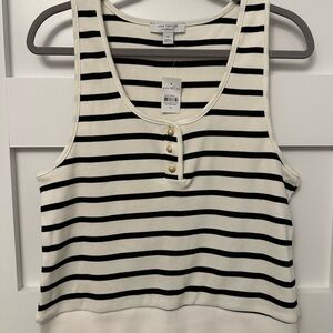 Ann Taylor Weekend Collection Striped Henley Tank Top